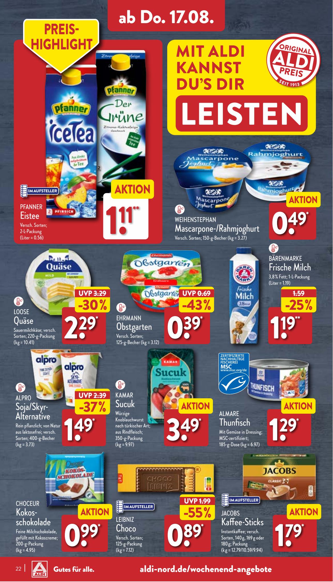 ALDI Nord Prospekt 7 – 10 August 2023 Seite 22